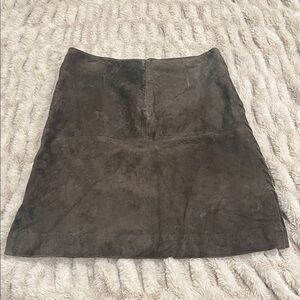 Tempesta Genuine Suede Leather Skirt Brown Lace Up Sides Size 10 Vintage Y2K